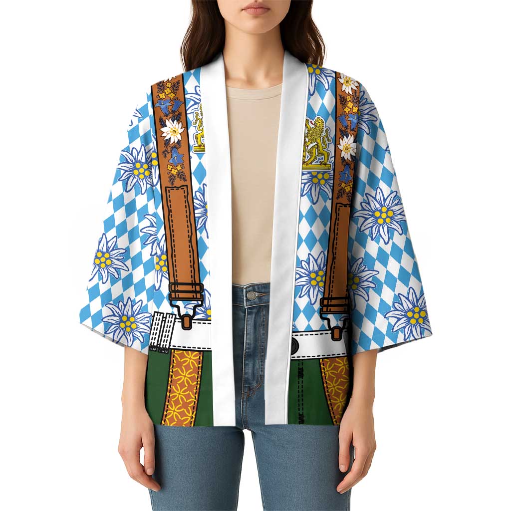 Bavarian Lederhosen Costume Style Kimono Edelweiss Rautenflagge Pattern - Wonder Print Shop