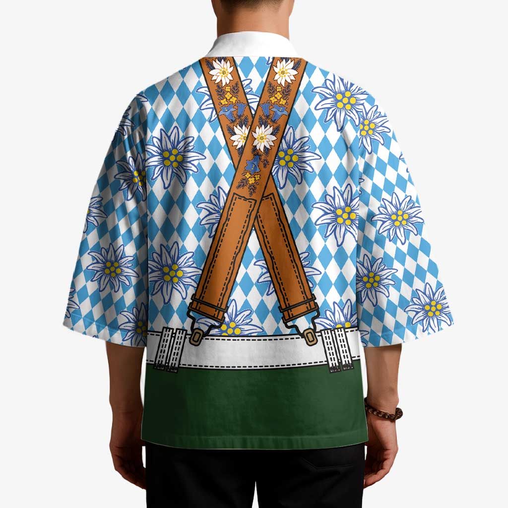 Bavarian Lederhosen Costume Style Kimono Edelweiss Rautenflagge Pattern - Wonder Print Shop