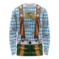Bavarian Lederhosen Costume Style Long Sleeve Shirt Edelweiss Rautenflagge Pattern - Wonder Print Shop