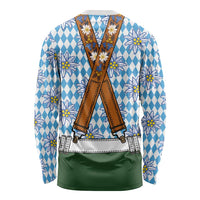 Bavarian Lederhosen Costume Style Long Sleeve Shirt Edelweiss Rautenflagge Pattern - Wonder Print Shop