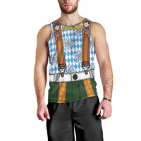 Bavarian Lederhosen Costume Style Men Tank Top Edelweiss Rautenflagge Pattern - Wonder Print Shop