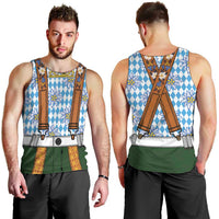 Bavarian Lederhosen Costume Style Men Tank Top Edelweiss Rautenflagge Pattern - Wonder Print Shop