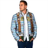 Bavarian Lederhosen Costume Style Padded Jacket Edelweiss Rautenflagge Pattern - Wonder Print Shop