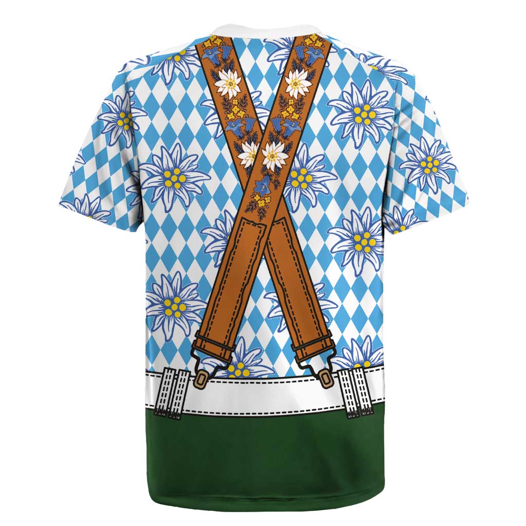 Bavarian Lederhosen Costume Style Rugby Jersey Edelweiss Rautenflagge Pattern - Wonder Print Shop