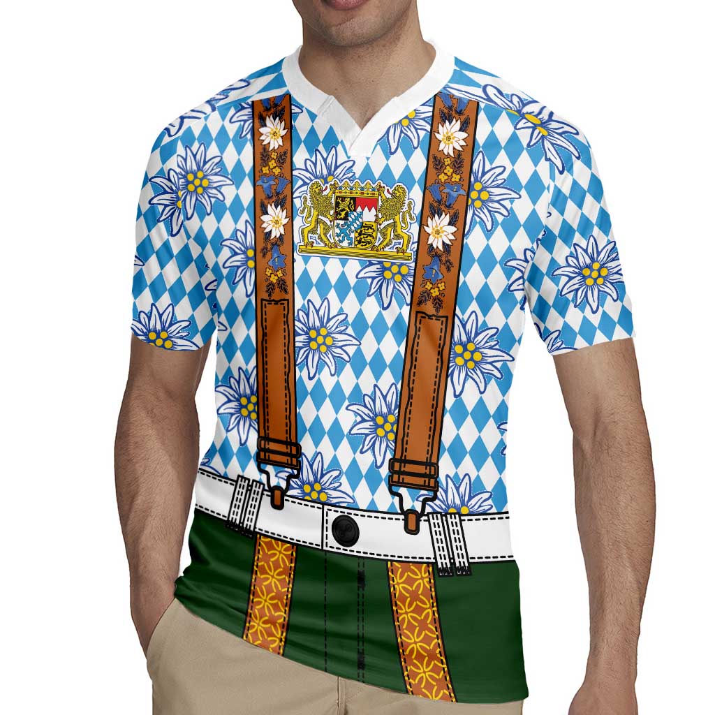 Bavarian Lederhosen Costume Style Rugby Jersey Edelweiss Rautenflagge Pattern - Wonder Print Shop