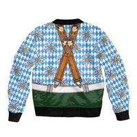 Bavarian Lederhosen Costume Style Sleeve Zip Bomber Jacket Edelweiss Rautenflagge Pattern - Wonder Print Shop