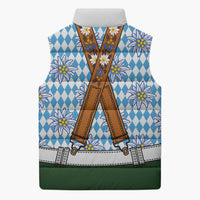 Bavarian Lederhosen Costume Style Sleeveless Puffer Jacket Edelweiss Rautenflagge Pattern - Wonder Print Shop