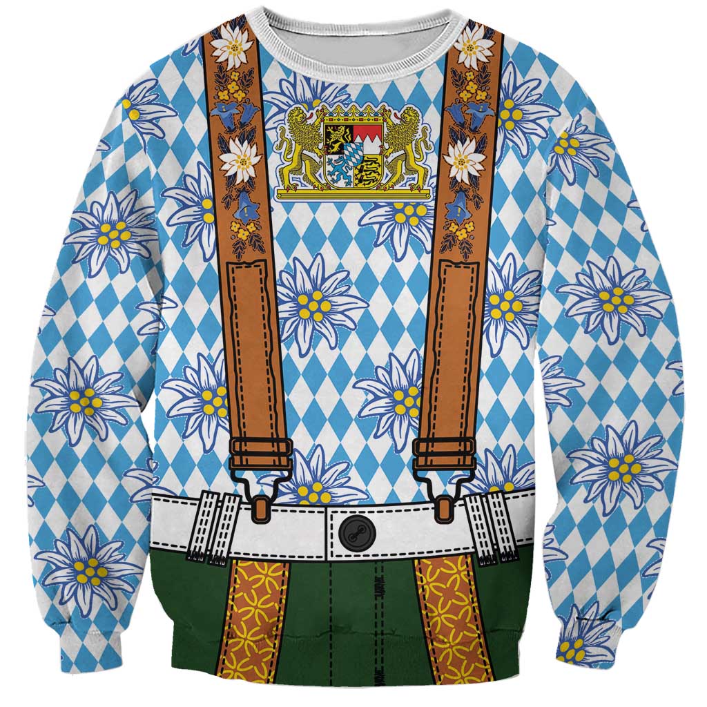 Bavarian Lederhosen Costume Style Sweatshirt Edelweiss Rautenflagge Pattern - Wonder Print Shop