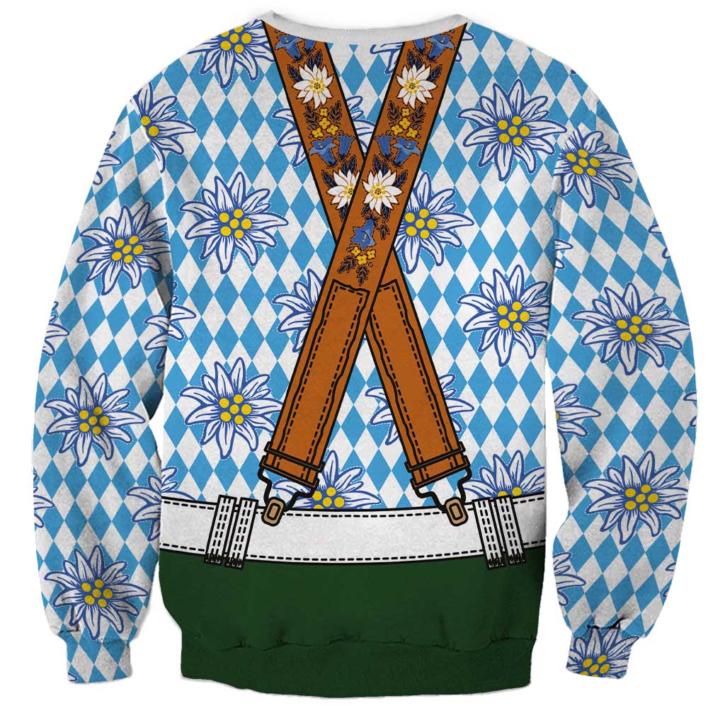 Bavarian Lederhosen Costume Style Sweatshirt Edelweiss Rautenflagge Pattern - Wonder Print Shop