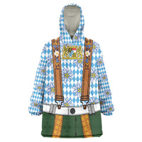 Bavarian Lederhosen Costume Style Wearable Blanket Hoodie Edelweiss Rautenflagge Pattern - Wonder Print Shop