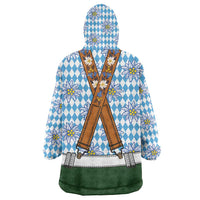 Bavarian Lederhosen Costume Style Wearable Blanket Hoodie Edelweiss Rautenflagge Pattern - Wonder Print Shop