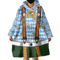 Bavarian Lederhosen Costume Style Wearable Blanket Hoodie Edelweiss Rautenflagge Pattern - Wonder Print Shop
