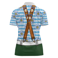 Bavarian Lederhosen Costume Style Women Polo Shirt Edelweiss Rautenflagge Pattern - Wonder Print Shop