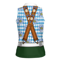Bavarian Lederhosen Costume Style Women Sleeveless Polo Shirt Edelweiss Rautenflagge Pattern - Wonder Print Shop