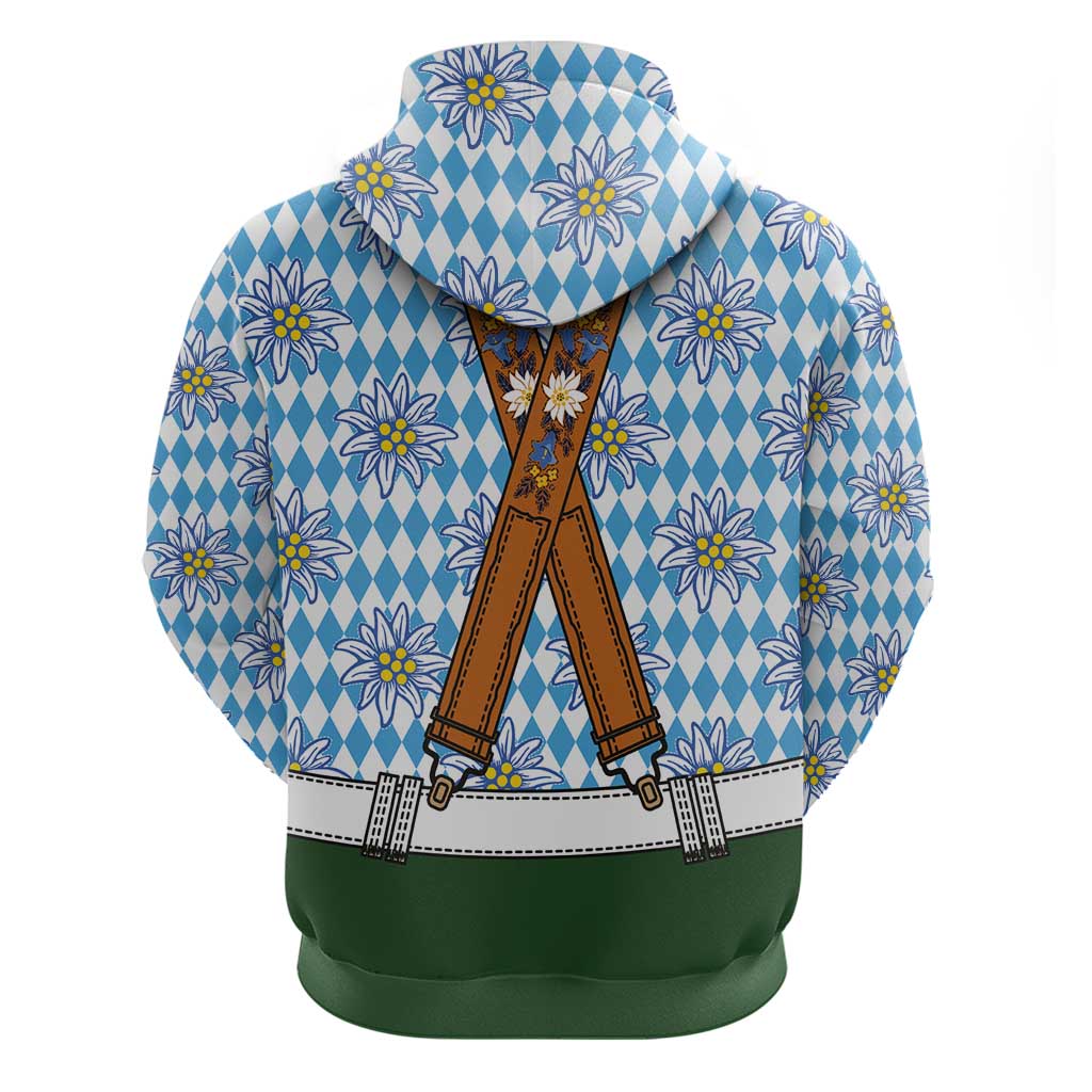 Bavarian Lederhosen Costume Style Zip Hoodie Edelweiss Rautenflagge Pattern - Wonder Print Shop