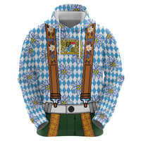 Bavarian Lederhosen Costume Style Zip Hoodie Edelweiss Rautenflagge Pattern - Wonder Print Shop