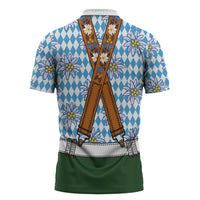 Bavarian Lederhosen Costume Style Zipper Polo Shirt Edelweiss Rautenflagge Pattern - Wonder Print Shop