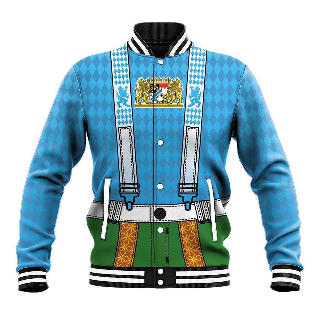 Bavarian Lederhosen Costume Style Baseball Jacket Lions Rautenflagge Pattern - Wonder Print Shop