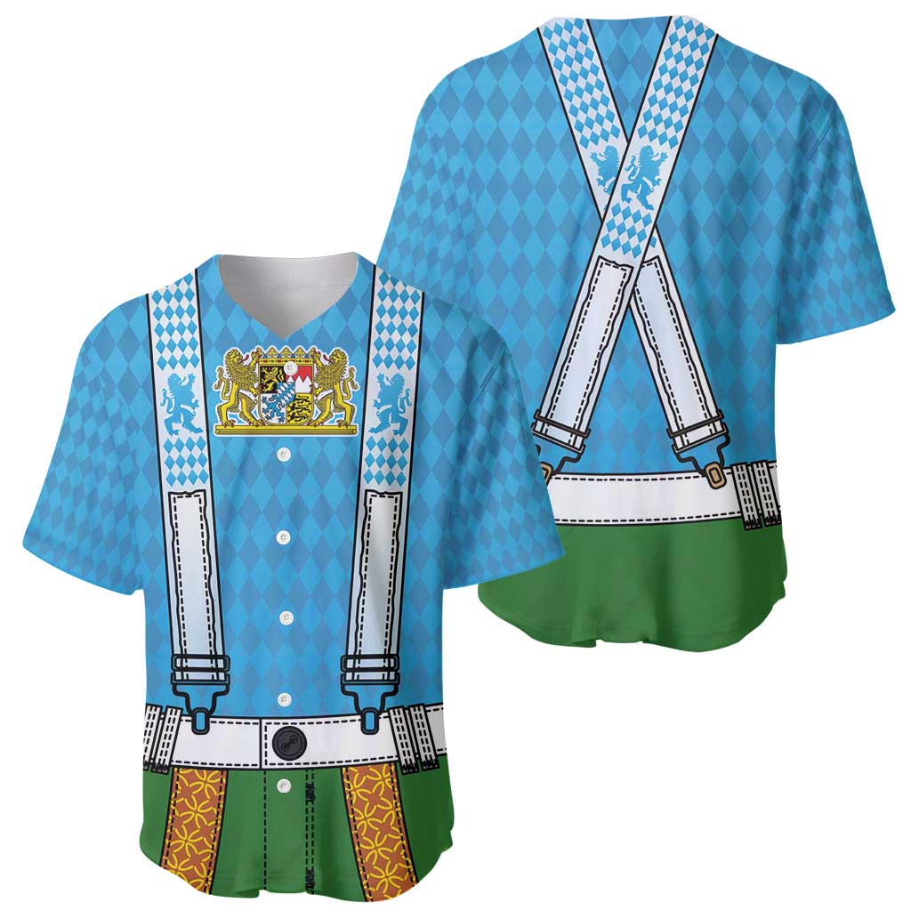 Bavarian Lederhosen Costume Style Baseball Jersey Lions Rautenflagge Pattern - Wonder Print Shop