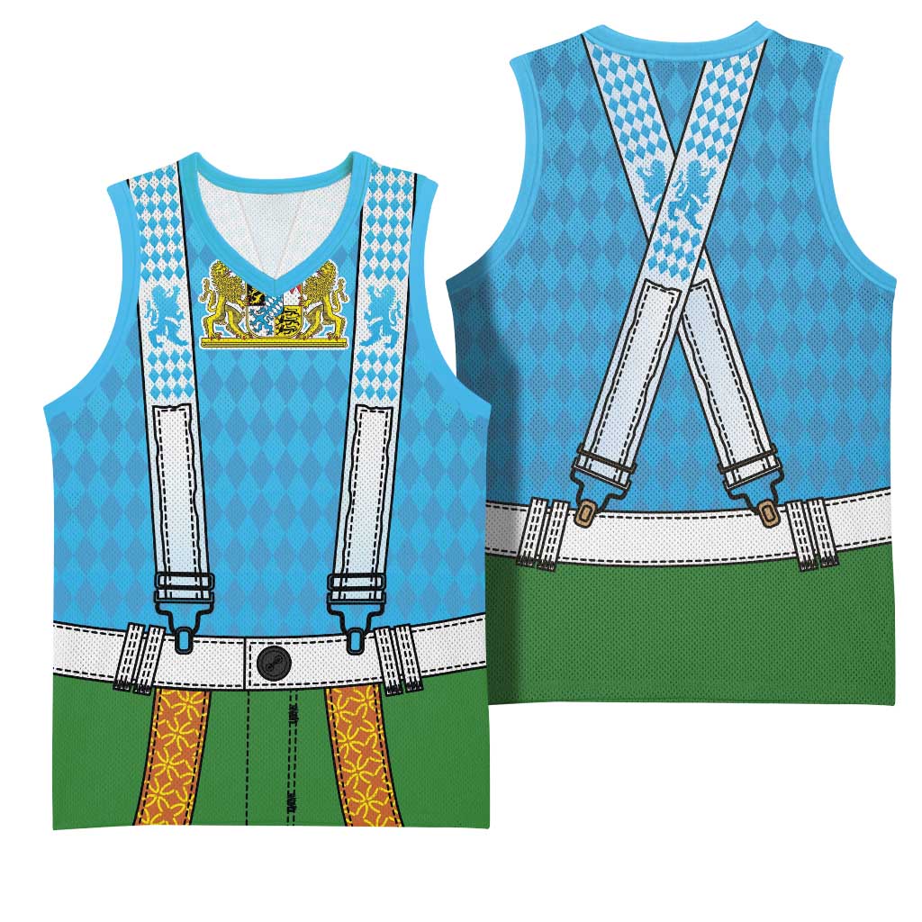 Bavarian Lederhosen Costume Style Basketball Jersey Lions Rautenflagge Pattern - Wonder Print Shop