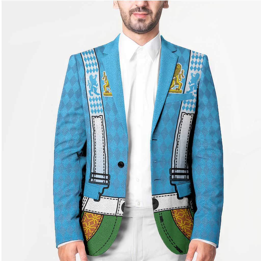 Bavarian Lederhosen Costume Style Blazer Lions Rautenflagge Pattern - Wonder Print Shop