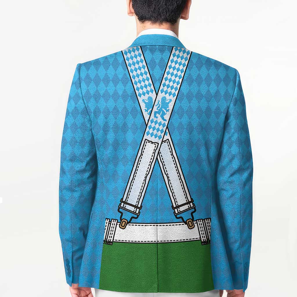 Bavarian Lederhosen Costume Style Blazer Lions Rautenflagge Pattern - Wonder Print Shop
