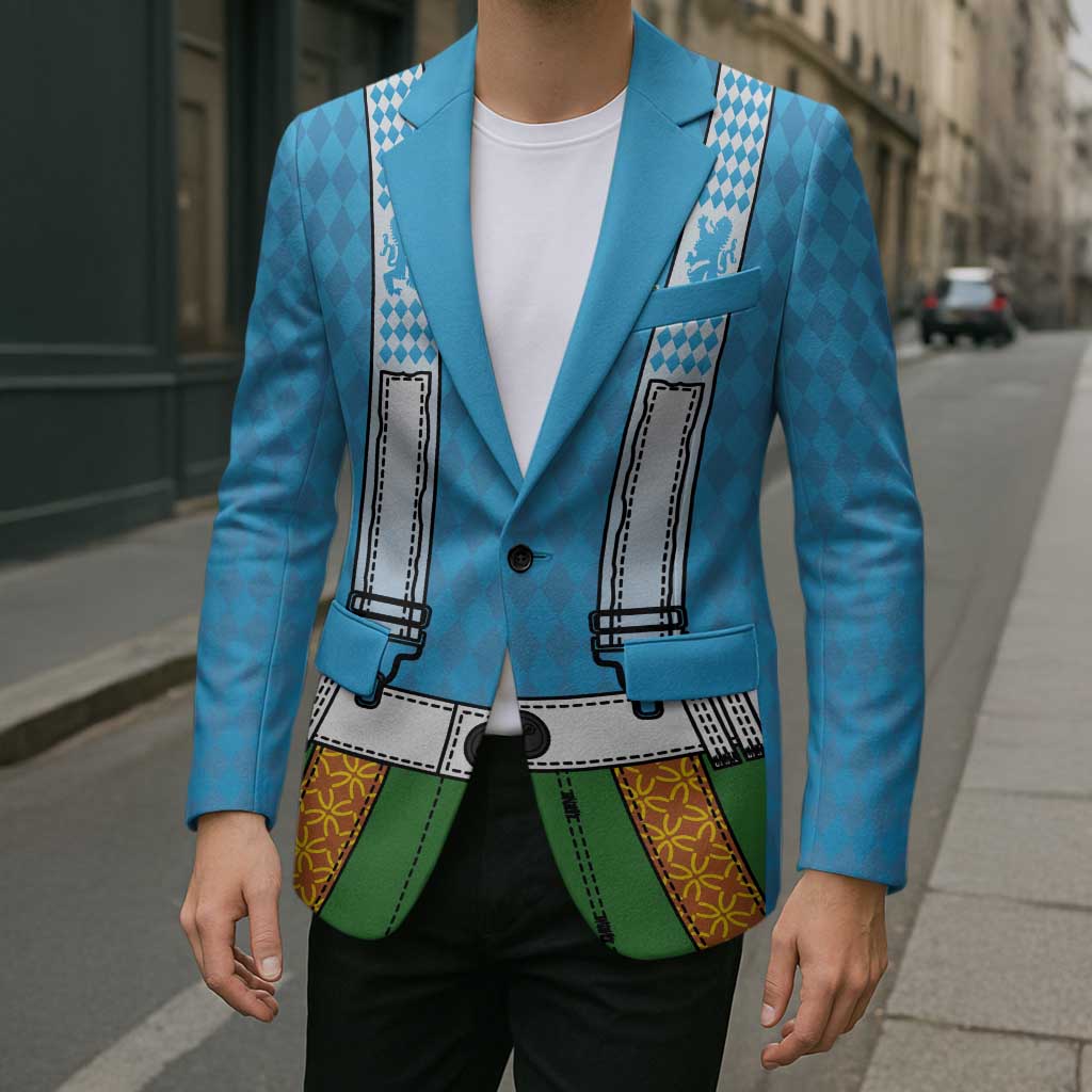 Bavarian Lederhosen Costume Style Blazer Lions Rautenflagge Pattern - Wonder Print Shop