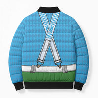 Bavarian Lederhosen Costume Style Bomber Puffer Jacket Lions Rautenflagge Pattern - Wonder Print Shop