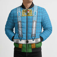 Bavarian Lederhosen Costume Style Bomber Puffer Jacket Lions Rautenflagge Pattern - Wonder Print Shop