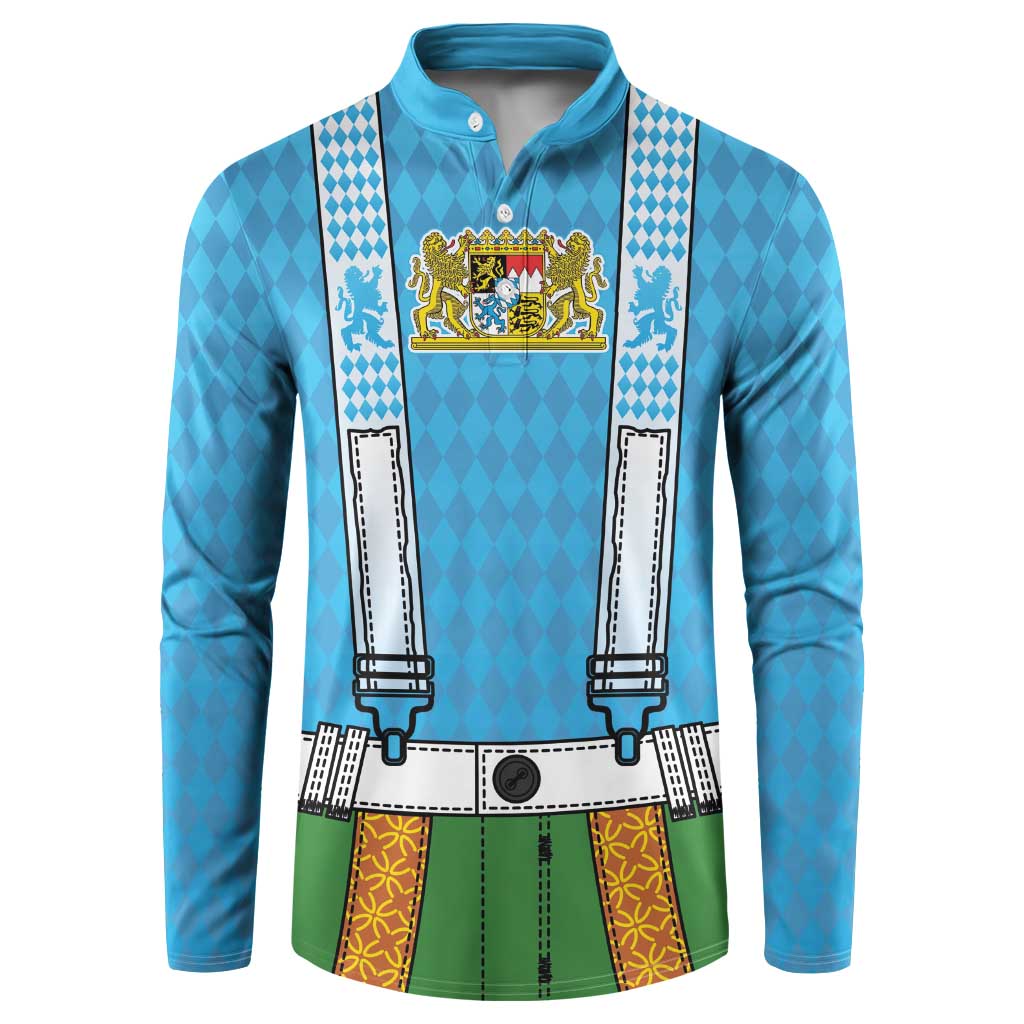 Bavarian Lederhosen Costume Style Button Sweatshirt Lions Rautenflagge Pattern - Wonder Print Shop
