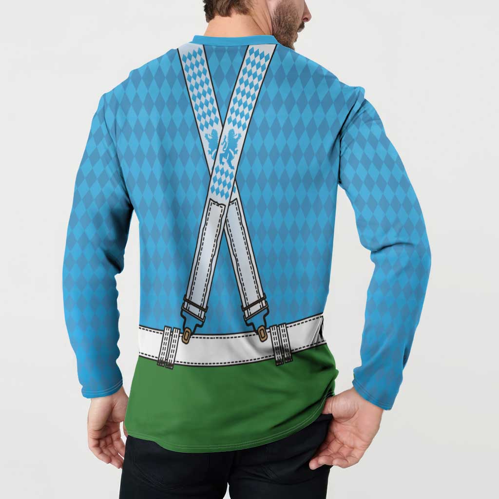 Bavarian Lederhosen Costume Style Button Sweatshirt Lions Rautenflagge Pattern - Wonder Print Shop