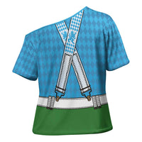 Bavarian Lederhosen Costume Style Cross Shoulder Shirt Lions Rautenflagge Pattern - Wonder Print Shop