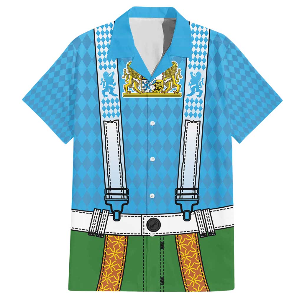 Bavarian Lederhosen Costume Style Hawaiian Shirt Lions Rautenflagge Pattern - Wonder Print Shop