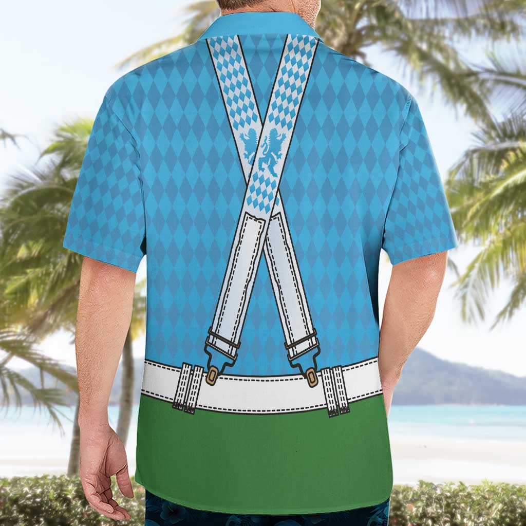 Bavarian Lederhosen Costume Style Hawaiian Shirt Lions Rautenflagge Pattern - Wonder Print Shop