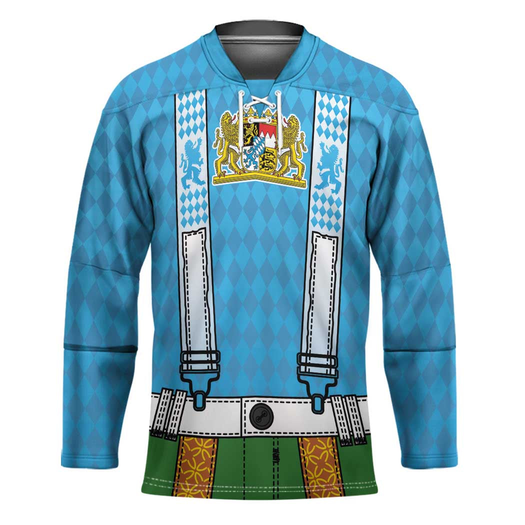 Bavarian Lederhosen Costume Style Hockey Jersey Lions Rautenflagge Pattern - Wonder Print Shop