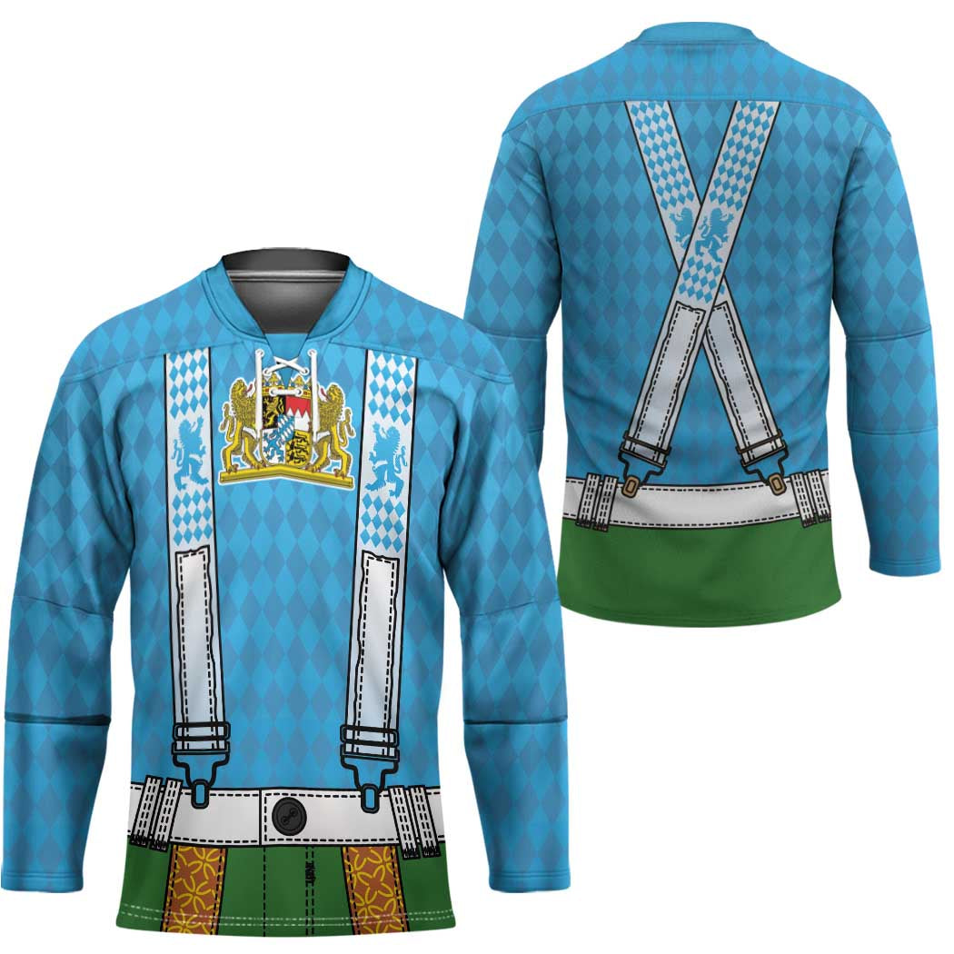 Bavarian Lederhosen Costume Style Hockey Jersey Lions Rautenflagge Pattern - Wonder Print Shop