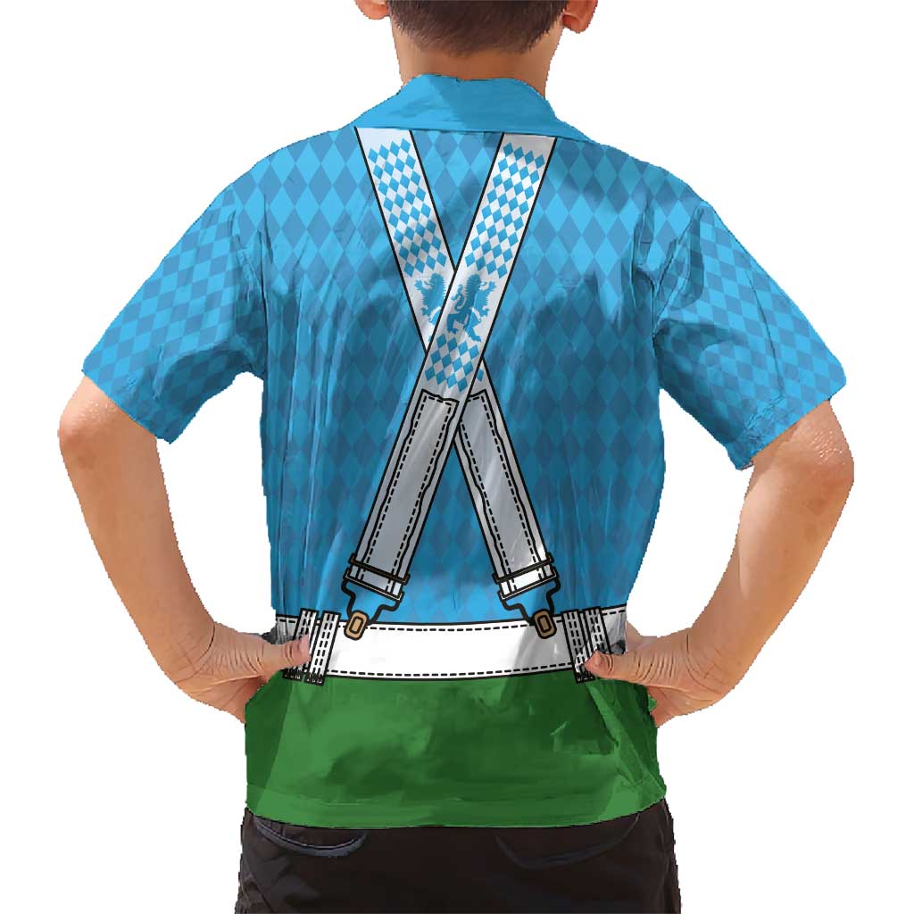 Bavarian Lederhosen Costume Style Kid Hawaiian Shirt Lions Rautenflagge Pattern - Wonder Print Shop