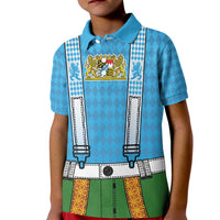 Bavarian Lederhosen Costume Style Kid Polo Shirt Lions Rautenflagge Pattern - Wonder Print Shop
