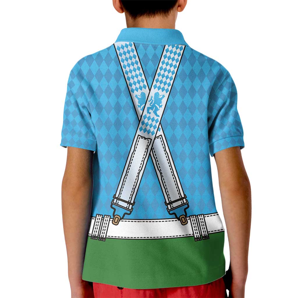 Bavarian Lederhosen Costume Style Kid Polo Shirt Lions Rautenflagge Pattern - Wonder Print Shop
