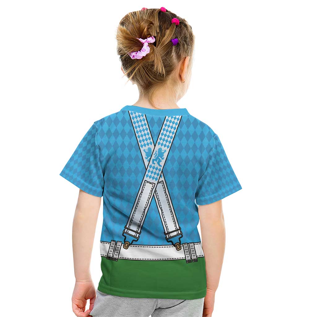 Bavarian Lederhosen Costume Style Kid T Shirt Lions Rautenflagge Pattern - Wonder Print Shop