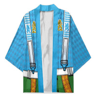 Bavarian Lederhosen Costume Style Kimono Lions Rautenflagge Pattern - Wonder Print Shop