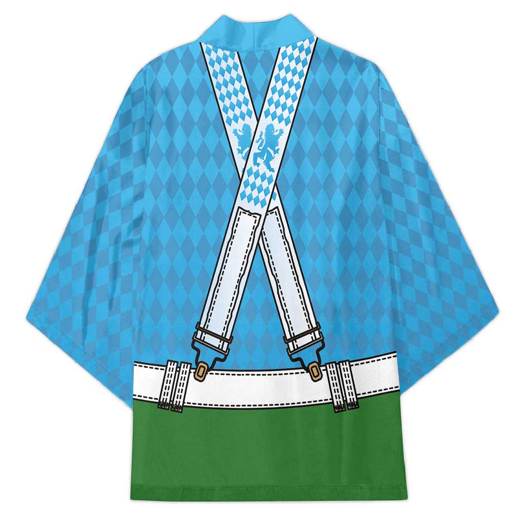 Bavarian Lederhosen Costume Style Kimono Lions Rautenflagge Pattern - Wonder Print Shop