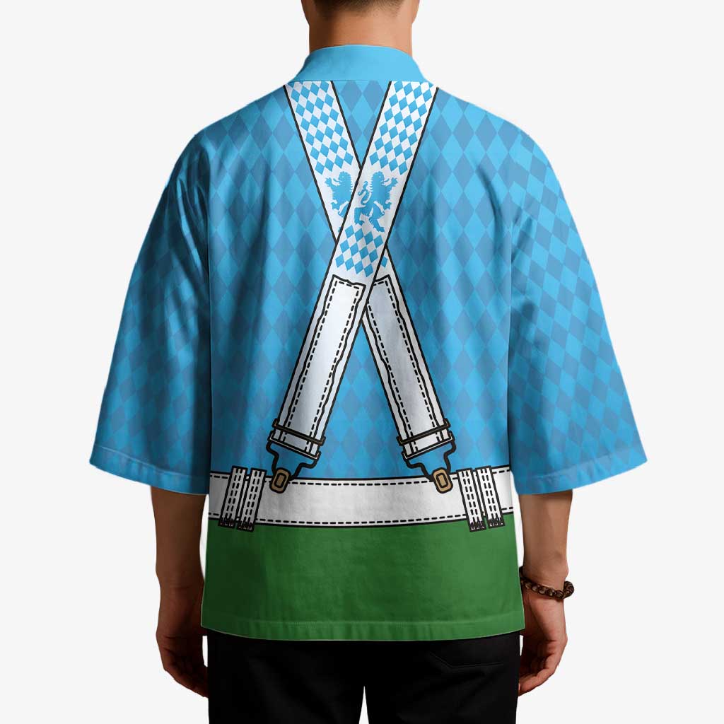 Bavarian Lederhosen Costume Style Kimono Lions Rautenflagge Pattern - Wonder Print Shop
