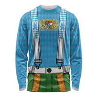 Bavarian Lederhosen Costume Style Long Sleeve Shirt Lions Rautenflagge Pattern - Wonder Print Shop