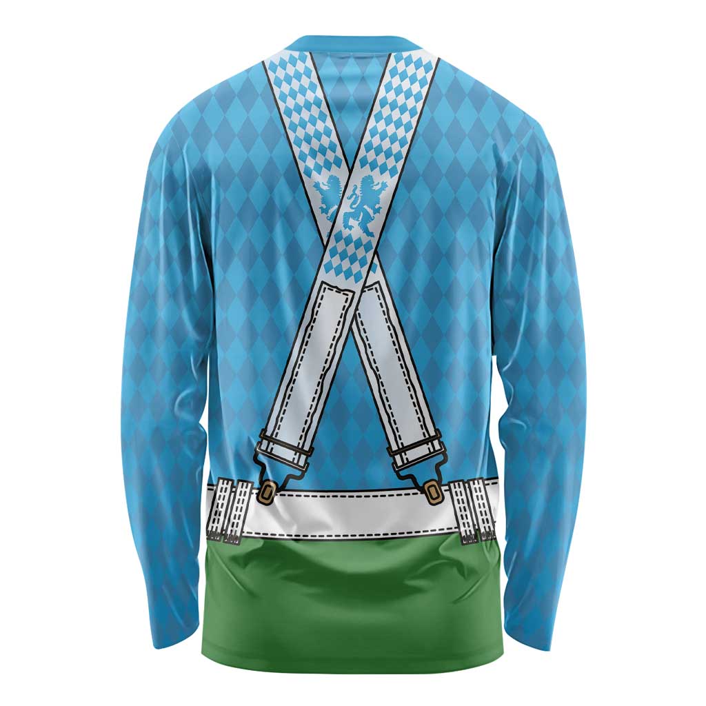 Bavarian Lederhosen Costume Style Long Sleeve Shirt Lions Rautenflagge Pattern - Wonder Print Shop