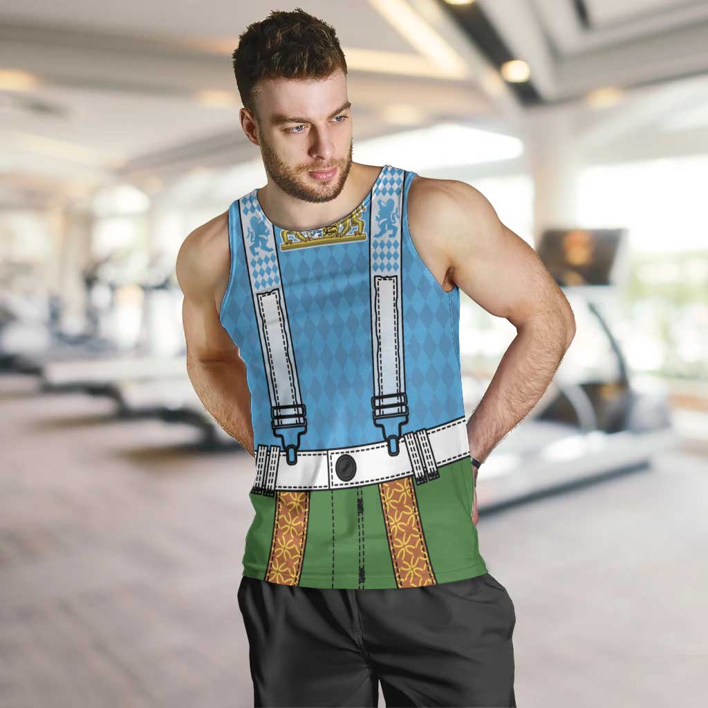 Bavarian Lederhosen Costume Style Men Tank Top Lions Rautenflagge Pattern - Wonder Print Shop