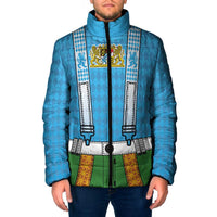 Bavarian Lederhosen Costume Style Padded Jacket Lions Rautenflagge Pattern - Wonder Print Shop