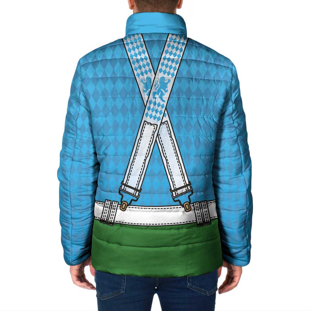 Bavarian Lederhosen Costume Style Padded Jacket Lions Rautenflagge Pattern - Wonder Print Shop
