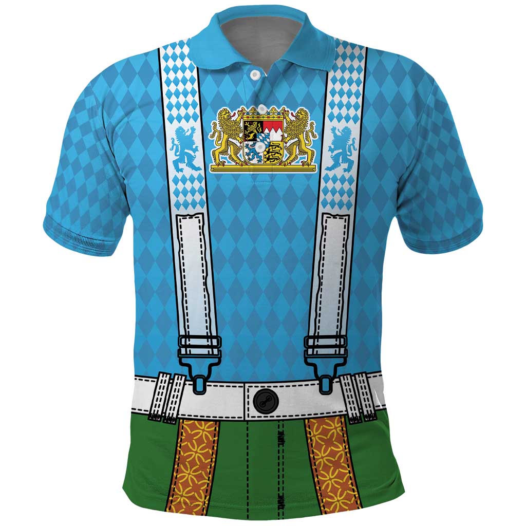 Bavarian Lederhosen Costume Style Polo Shirt Lions Rautenflagge Pattern - Wonder Print Shop