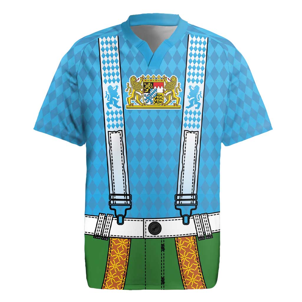 Bavarian Lederhosen Costume Style Rugby Jersey Lions Rautenflagge Pattern - Wonder Print Shop